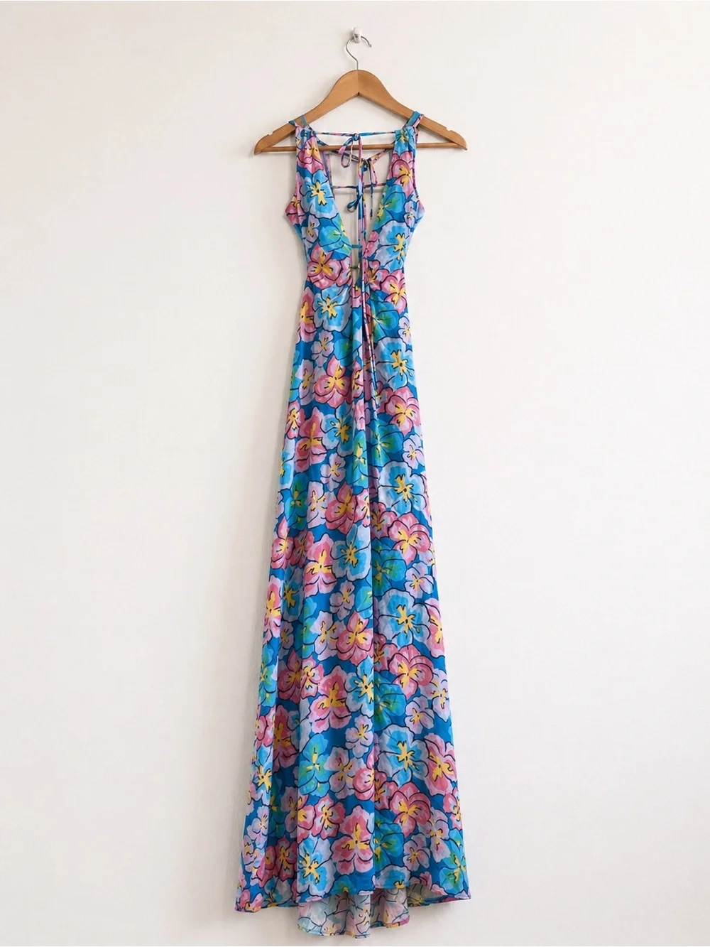 For Love & Lemons Yasmin Open Back Floral Cut Out Plunge Maxi Dress XL - Picture 2 of 11